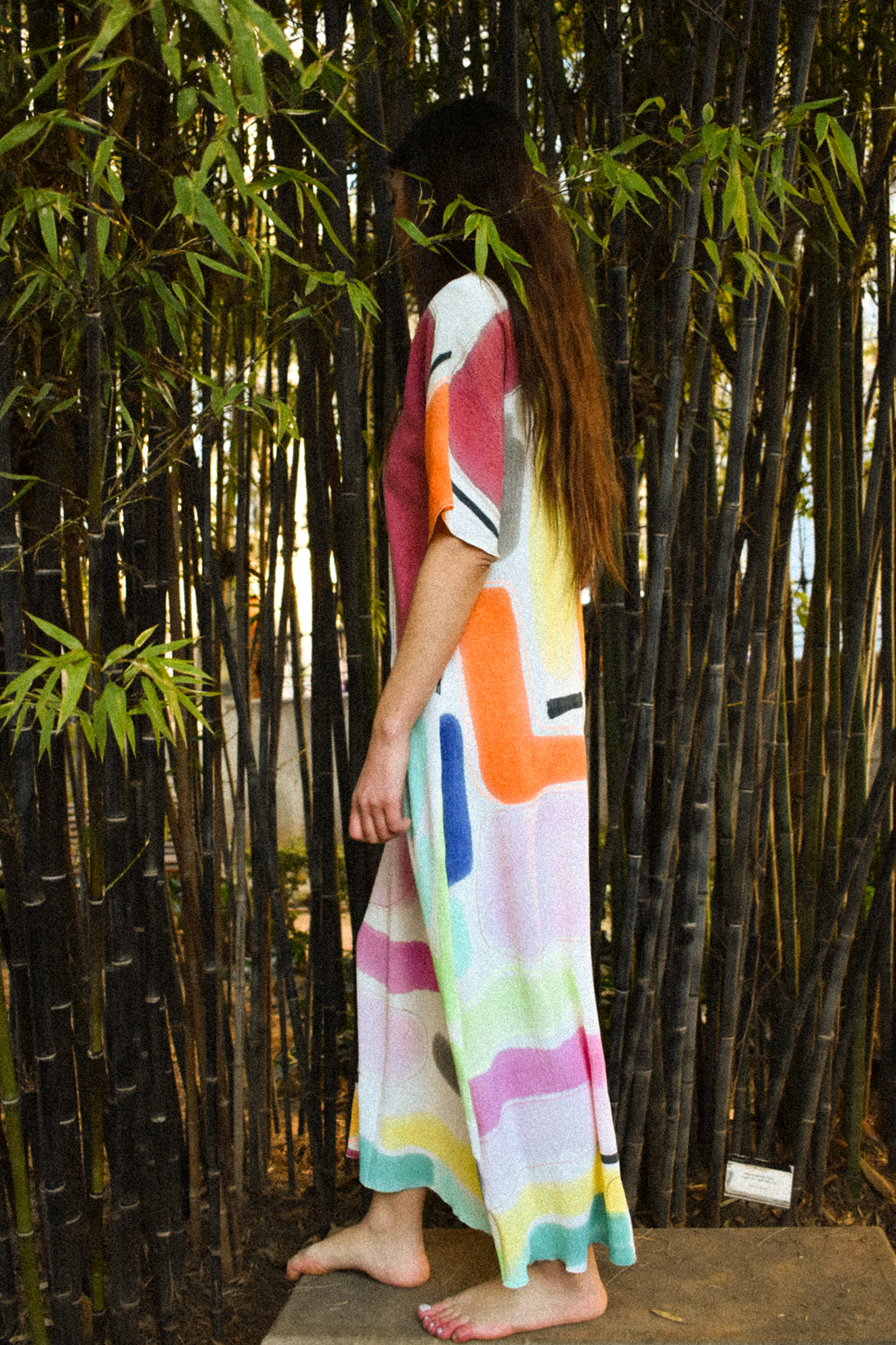 KAFTAN GEOMETRICO CON PESPUNTE