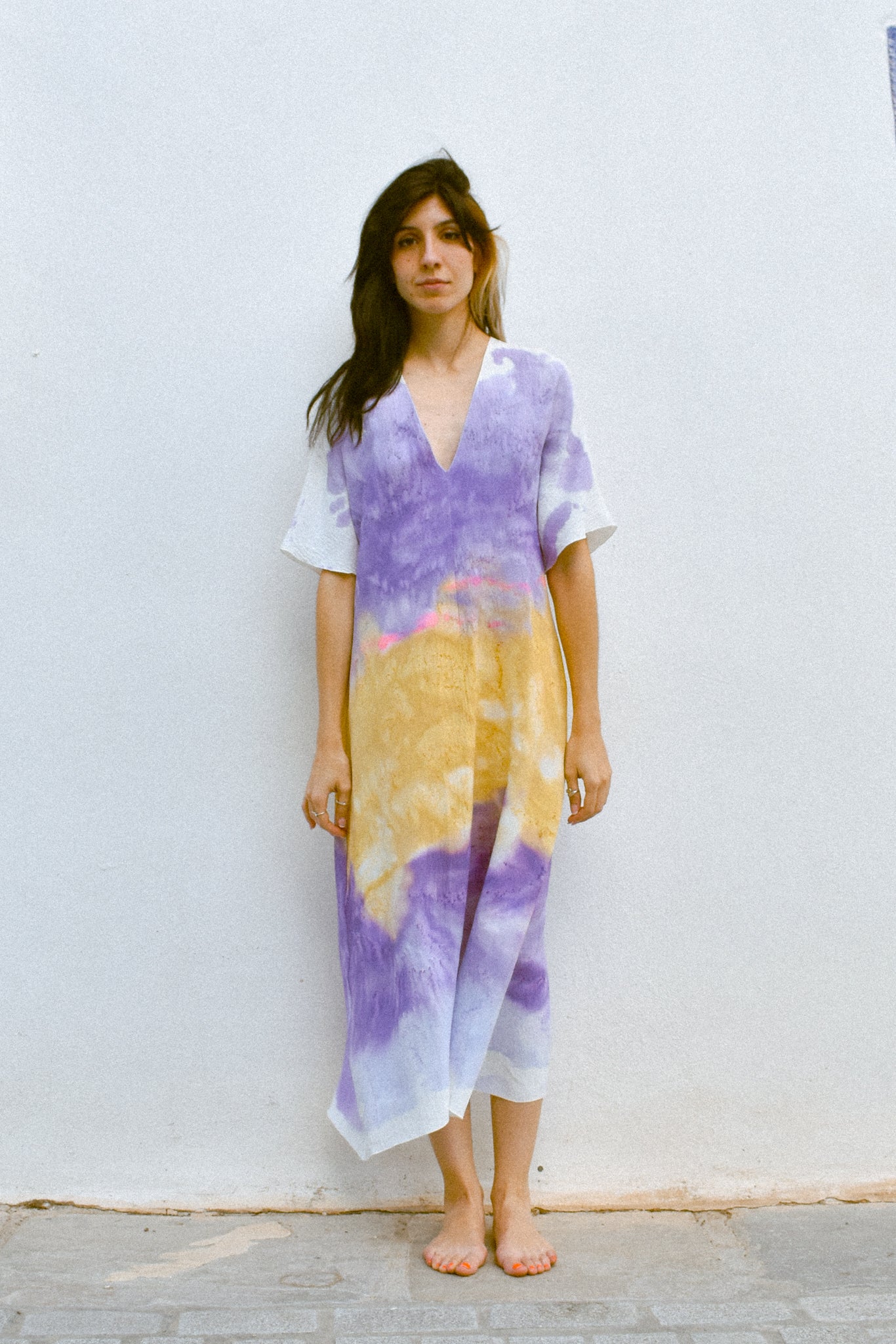 KAFTAN MORADO Y MOSTAZA