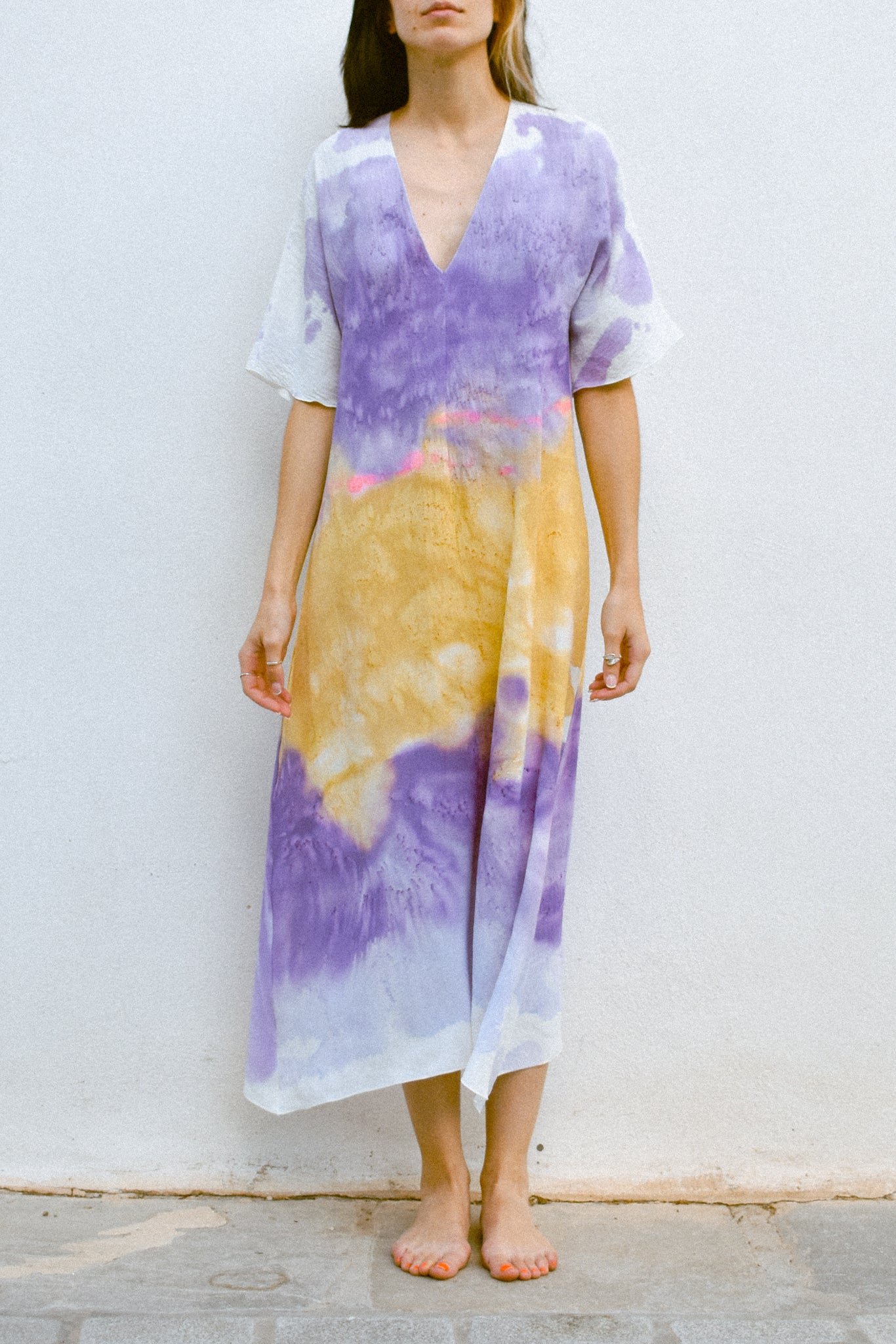 KAFTAN MORADO Y MOSTAZA