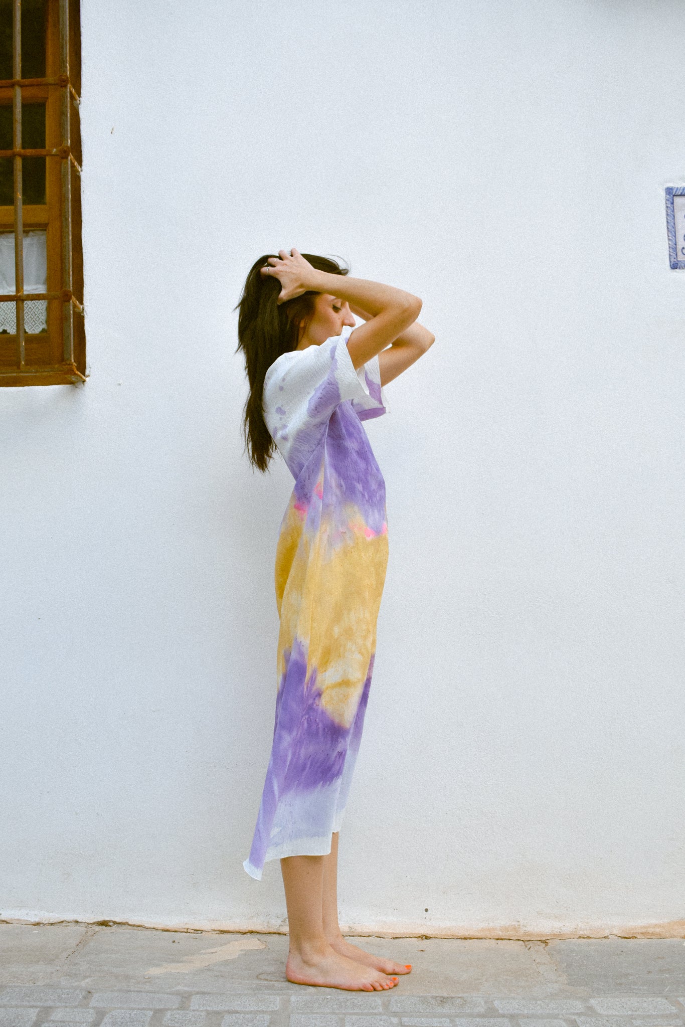 KAFTAN MORADO Y MOSTAZA